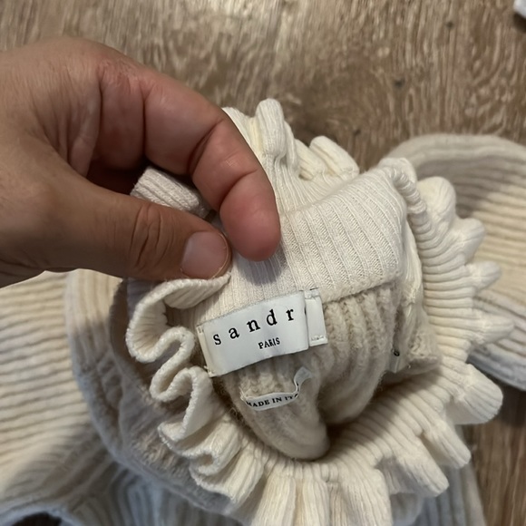 Sandro Wool Cream Ribbed Sweater - Picture 4 of 6